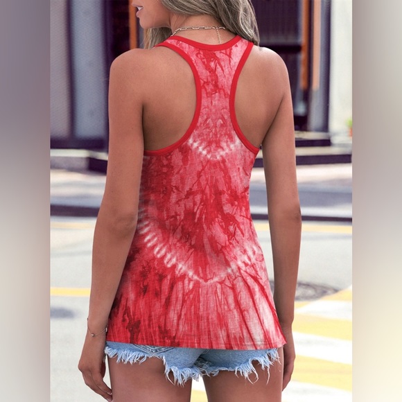 Tie-Dye Scoop Neck Wide Strap Tank - Picture 2 of 3